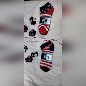Independence Day earrings socks and necklace